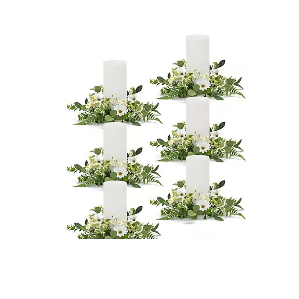 Melrose 6-pack Mixed Floral Candle Ring w/Assorted Greenery